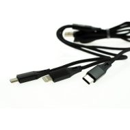 Apple Lightning/USB-C/Micro USB kábel 3v1 - 1m, čierny – Obrázok 2