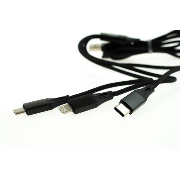 Apple Lightning/USB-C/Micro USB kábel 3v1 - 1m, čierny 2