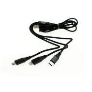 Apple Lightning/USB-C/Micro USB kábel 3v1 - 1m, čierny