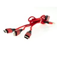 Apple Lightning/USB-C/Micro USB kábel 3v1 - 1m, červený – Obrázok 4