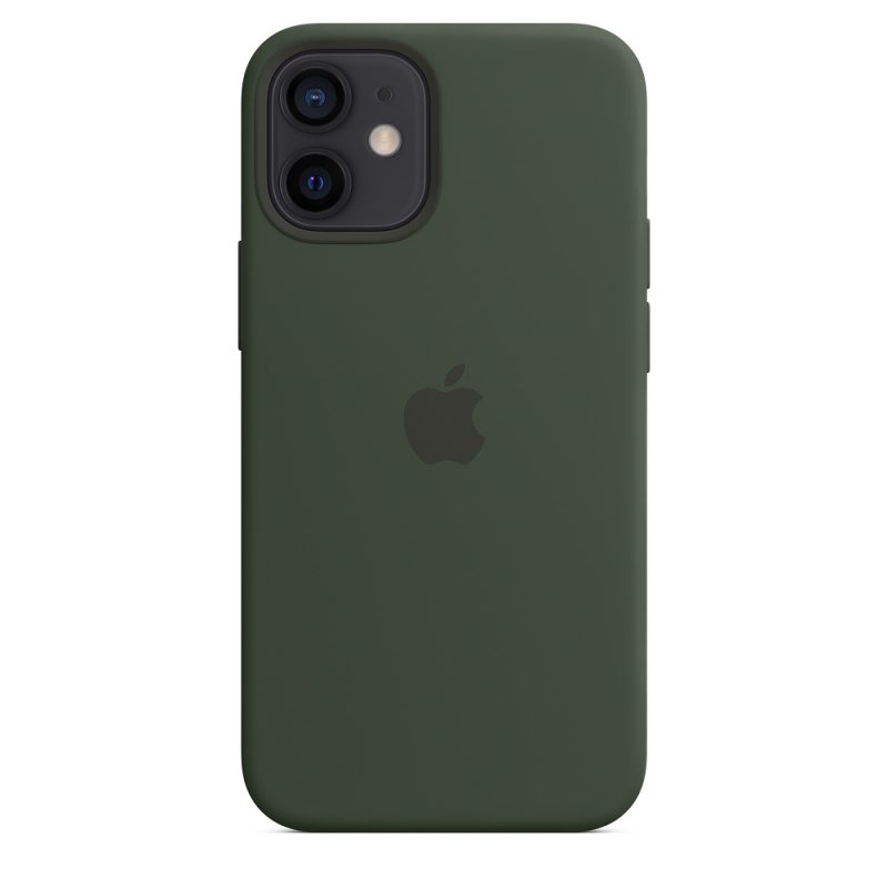 Apple silikónový obal pre iPhone 12 mini – cypersky zelený s MagSafe 2