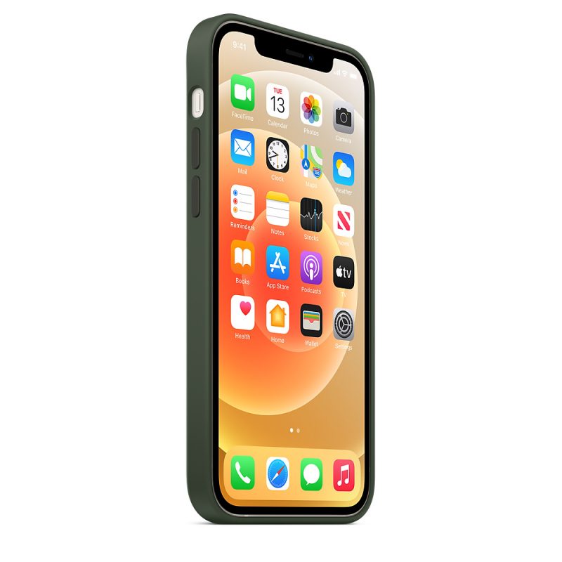 Apple silikónový obal pre iPhone 12/12 Pro – cypersky zelený s MagSafe 2