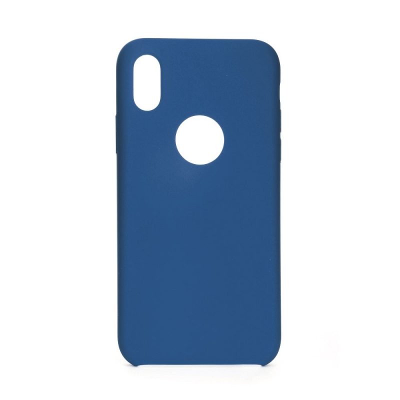 Forcell silikónový obal pre iPhone XR s modrý (s otvorom na logo) 1