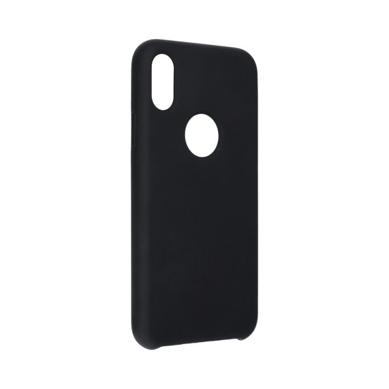 Forcell silikónový obal pre iPhone X/XS čierny (s otvorom na logo) 1