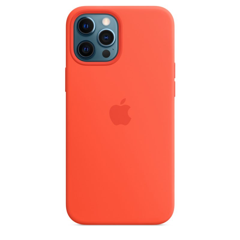 Apple silikónový obal pre iPhone 12 Pro Max – svietivo oranžový s MagSafe 2