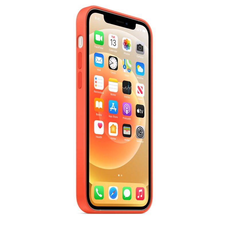 Apple silikónový obal pre iPhone 12/12 Pro – svietivo oranžový s MagSafe 2
