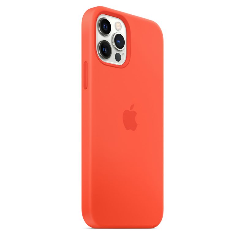 Apple silikónový obal pre iPhone 12/12 Pro – svietivo oranžový s MagSafe 4