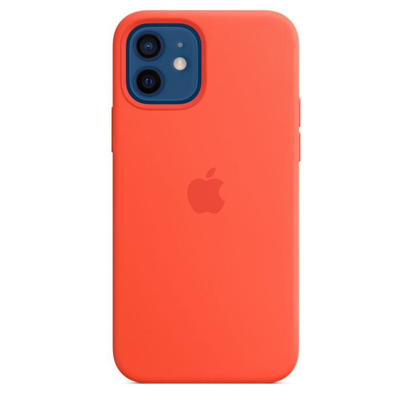 Apple silikónový obal pre iPhone 12 mini – svietivo oranžový s MagSafe 3