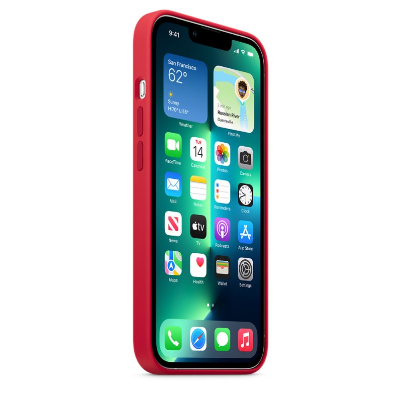 Apple silikónový obal pre iPhone 13 Pro – červený s MagSafe 2