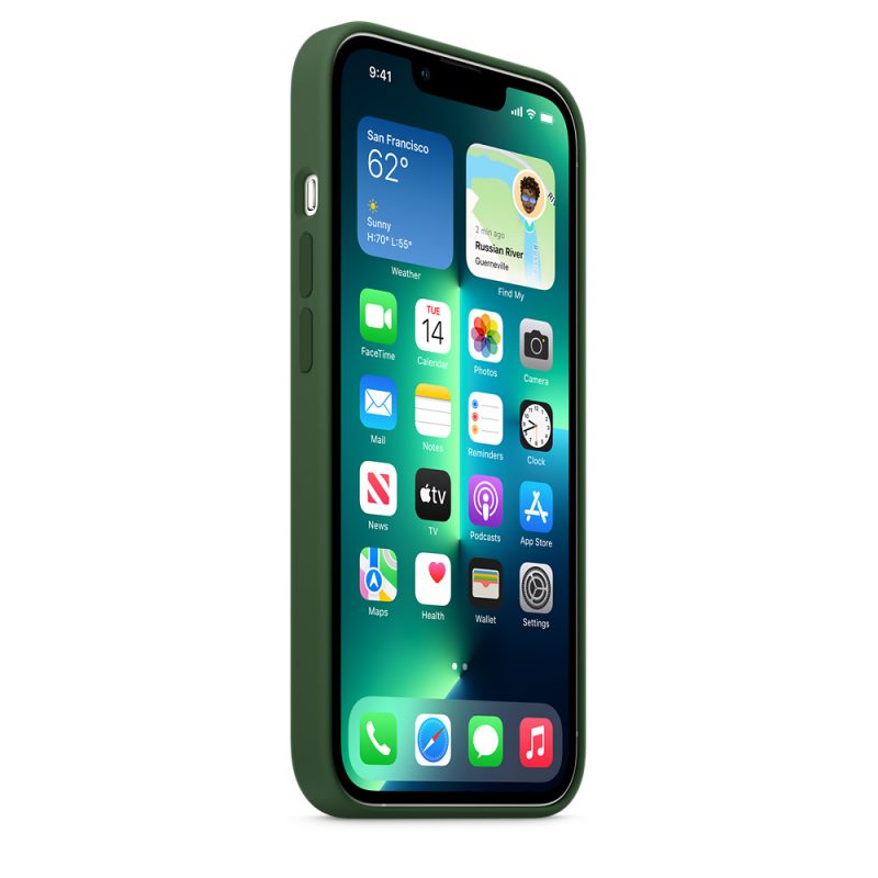 Apple silikónový obal pre iPhone 13 Pro – ďatelinovo zelený s MagSafe 2