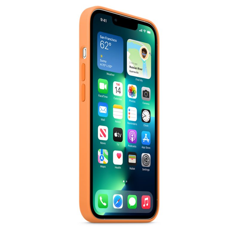 Apple silikónový obal pre iPhone 13 Pro – nechtíkovo oranžový s MagSafe 2