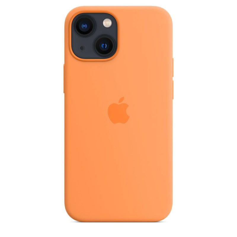 Apple silikónový obal pre iPhone 13 mini – nechtíkovo oranžový s MagSafe 3