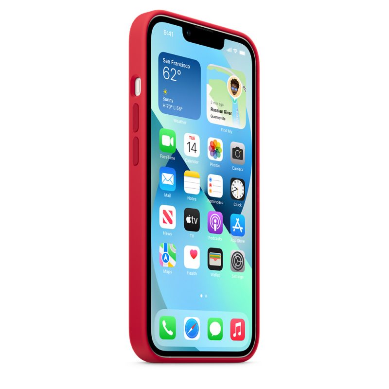 Apple silikónový obal pre iPhone 13 – červený s MagSafe 2