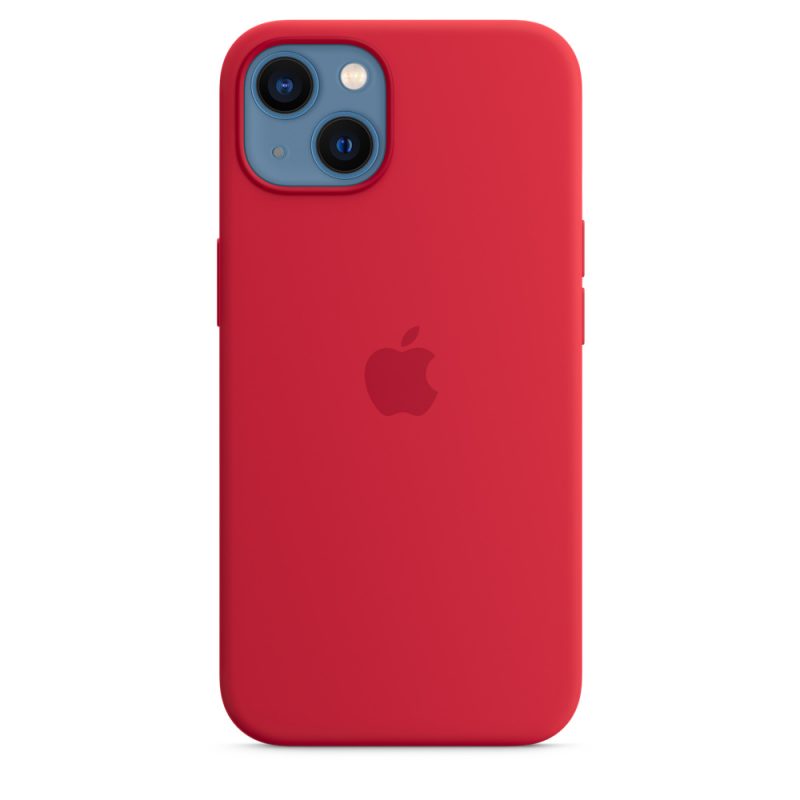 Apple silikónový obal pre iPhone 13 – červený s MagSafe 4