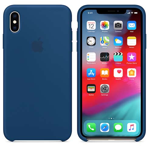 Apple silikónový obal pre iPhone XS – podvečerne modrý 3