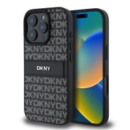 DKNY PU Leather Repeat Pattern Tonal Stripe Kryt pro iPhone 16 Pro čierny – Obrázok 4