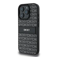 DKNY PU Leather Repeat Pattern Tonal Stripe Kryt pro iPhone 16 Pro čierny – Obrázok 3