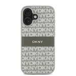 DKNY PU Leather Repeat Pattern Tonal Stripe Kryt pro iPhone 16 Beige
