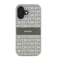DKNY PU Leather Repeat Pattern Tonal Stripe Kryt pro iPhone 16 Beige