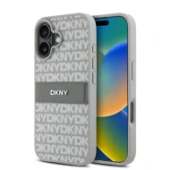 DKNY PU Leather Repeat Pattern Tonal Stripe Kryt pro iPhone 16 Beige – Obrázok 2