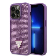 Guess Rhinestones Triangle Metal Logo pre Apple iPhone 15 Pro – fialová – Obrázok 2