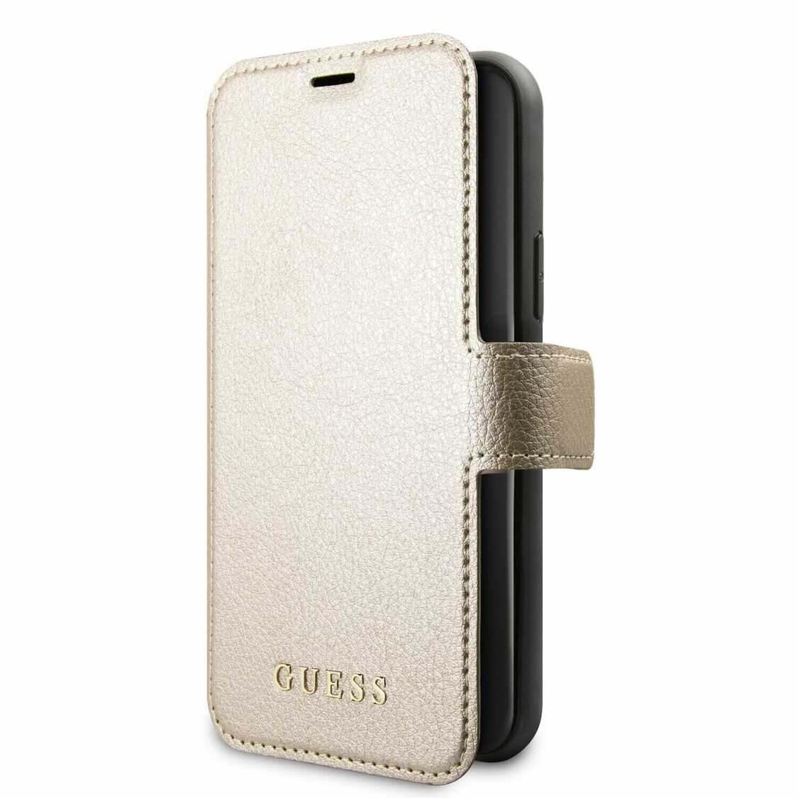 Guess-Iridescent-flipovy-obal-na-iPhone-11-Pro-Max-zlty-appleprodukty.sk_ Guess Iridescent knižkový kryt iPhone 11 Pro Max zlatý – Obrázok 1