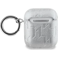 Karl Lagerfeld PU Embossed Karl and Choupette Heads puzdro AirPods 1/2 strieborné – Obrázok 2