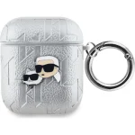 Karl Lagerfeld PU Embossed Karl and Choupette Heads puzdro AirPods 1/2 strieborné
